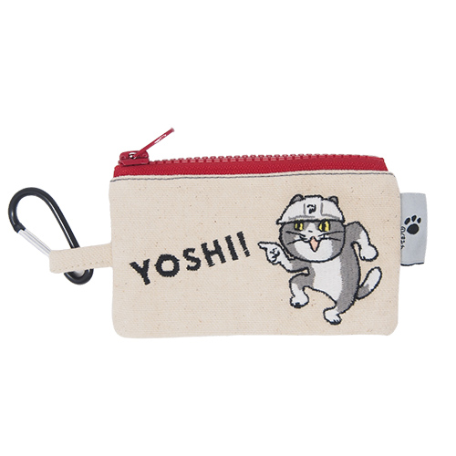 仕事猫刺繍カラビナポーチ　ヨシ！