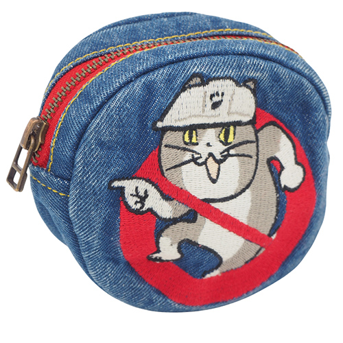 刺繍丸ポーチミニ　仕事猫ヨシ！