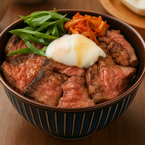 九条ネギと黒煎り七味のハラミ焼肉丼