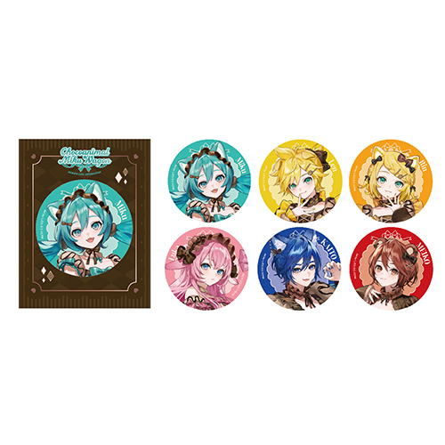 台紙付きグリッター缶バッジ 全６種 初音ミク・鏡音レン・鏡音リン・巡音ルカ・KAITO・MEIKO